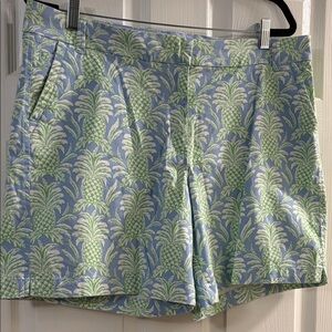 crown & ivy Pineapple-Print Women's Shorts - Light Blue & Light Green